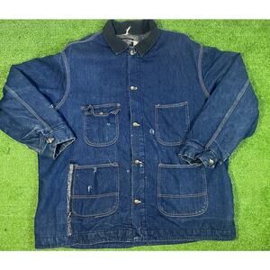 VTG Sears Jacket 3XL Blue Work Leisure Blanket Lined Barn Chore Coat Distressed‎